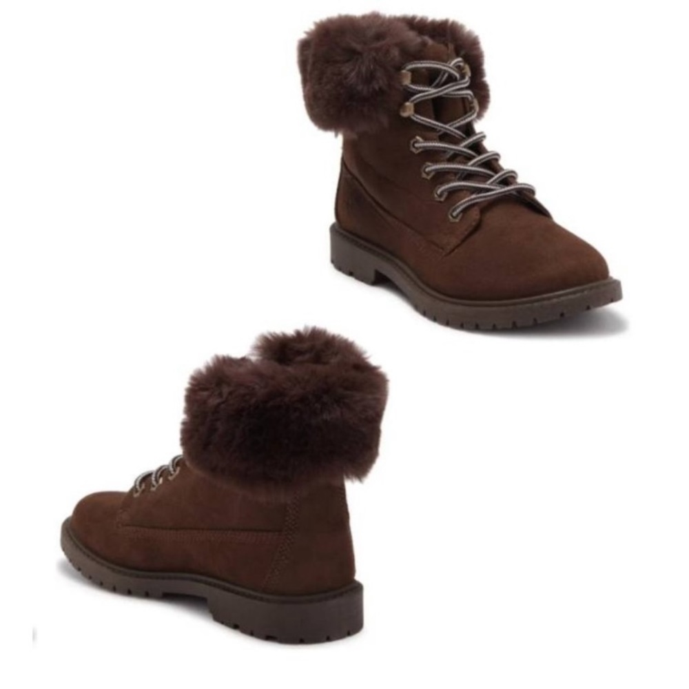 ZIGINY brown ankle boots with faux fur